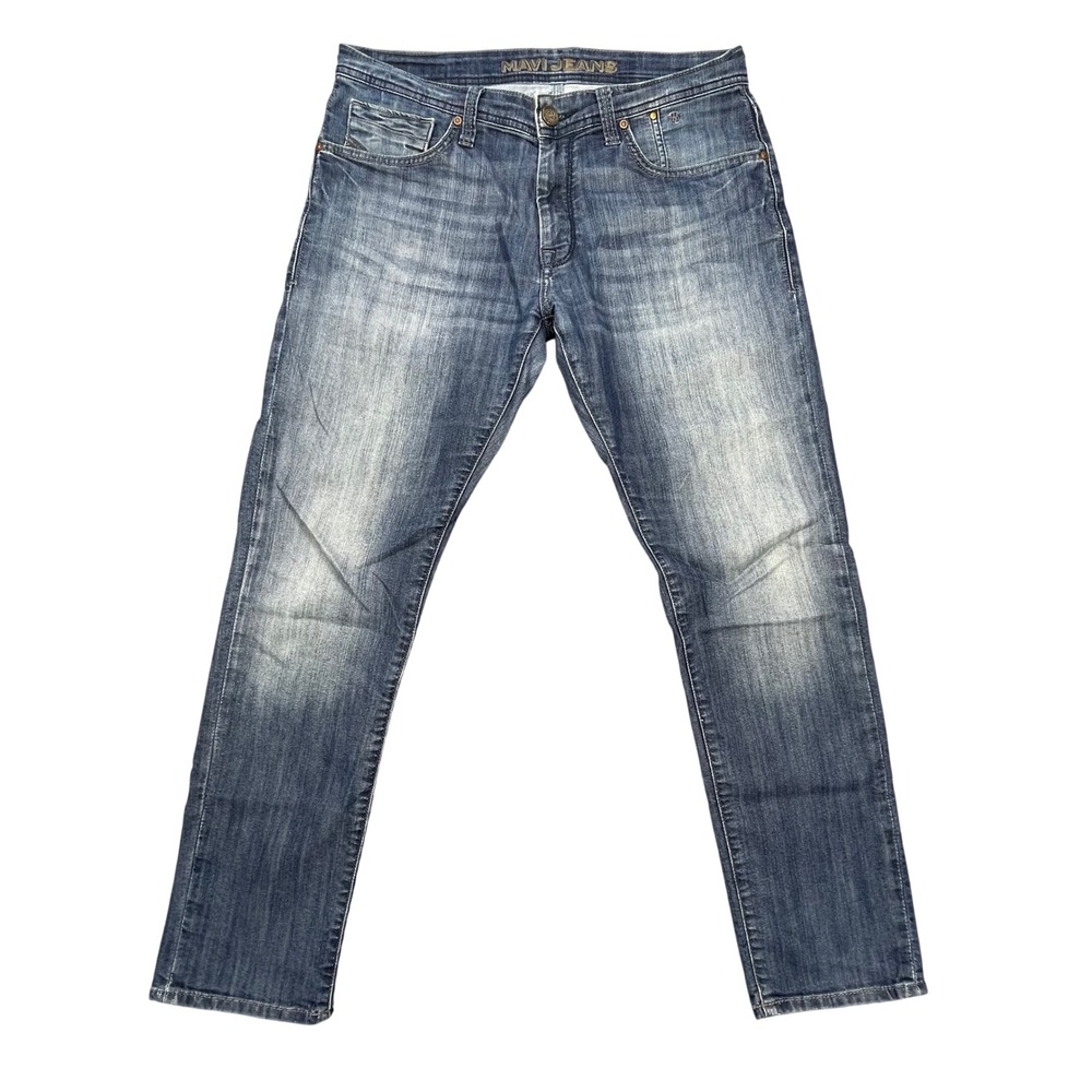 Mavi Blue Jake Slim Leg Whiskered Denim Jeans Mens 33x30